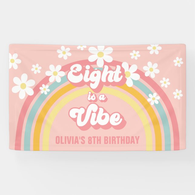 Lona El arco iris ocho retro es un vibe Groovy octavo c (Horizontal)
