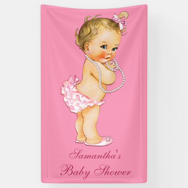 Lona El Blonde personalizado gotea al chica Baby Shower (Vertical)