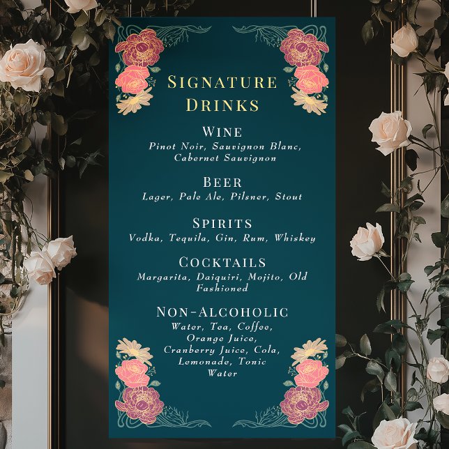 Lona El Boda floral del jardín encantado Menú de bebida (Subido por el creador)