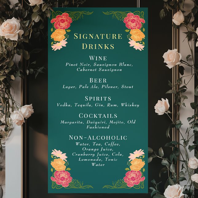 Lona El Boda floral del jardín encantado Menú de bebida (Subido por el creador)
