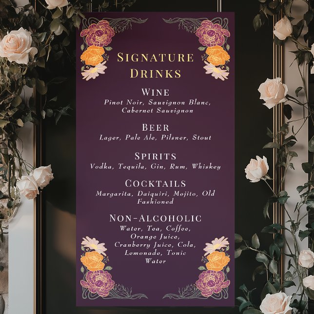 Lona El Boda floral del jardín encantado Menú de bebida (Subido por el creador)