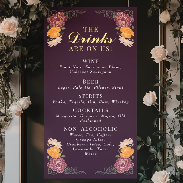 Lona El Boda floral del jardín encantado Menú de bebida (Subido por el creador)