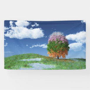 Lona El cartel del árbol de temporada