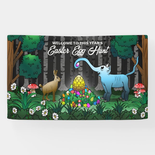 Lona El conejo de Pascua colecciona huevos de Pascua (Horizontal)