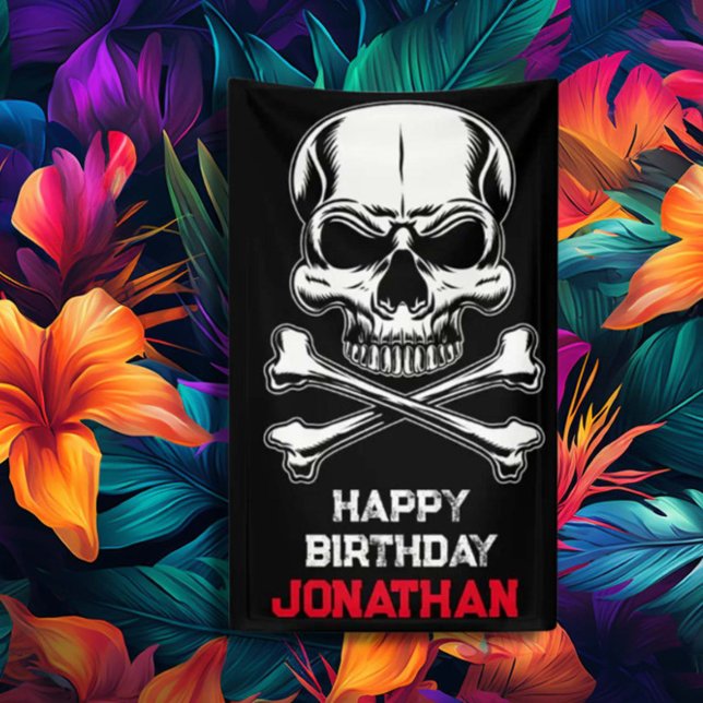 Lona El cráneo del barco pirata-Fiesta cumpleaños (Subido por el creador)