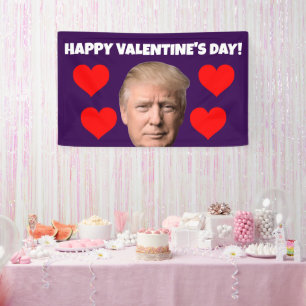 LONA EL DÍA DE SAN VALENTÍN DONALD TRUMP FIESTA BANNER