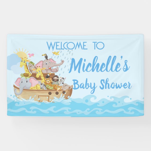Lona El Fiesta Ark de Baby Shower de Noah (Horizontal)