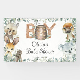Lona El fondo de Baby Shower de Rustic Animals Australi