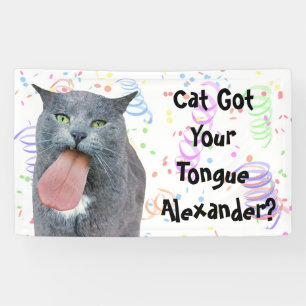 Lona ¿El Gato fiesta Tiene Su Lengua? Banner