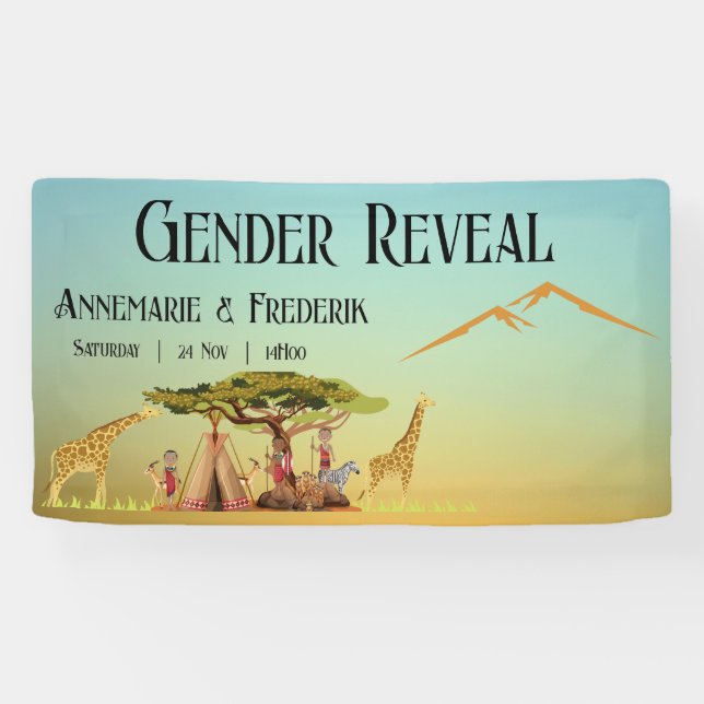 Lona El género revela el safari africano (Horizontal)