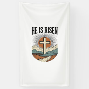 Lona Él ha resucitado Cruz Amanecer Cristiano Camiseta