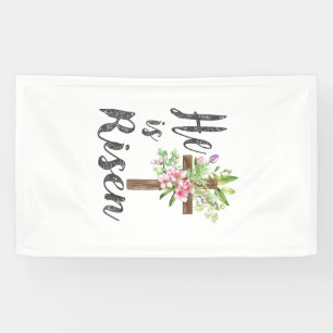 Lona Él ha Resucitado Cruz Floral Vintage Feliz Pascua 