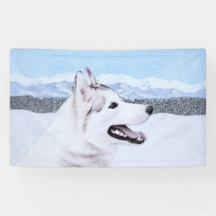 Lona El Husky Siberiano (Plata y Blanco) Pintura de art