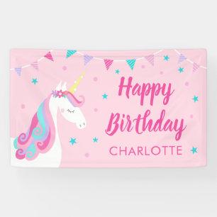 Lona El maravilloso arcoiris Unicornio rosa feliz cumpl