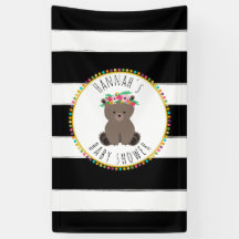El oso de Boho raya la bandera de Baby Shower