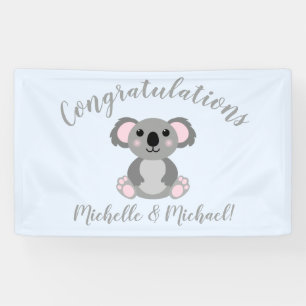 Lona El oso Koala Chica rosa Baby Shower
