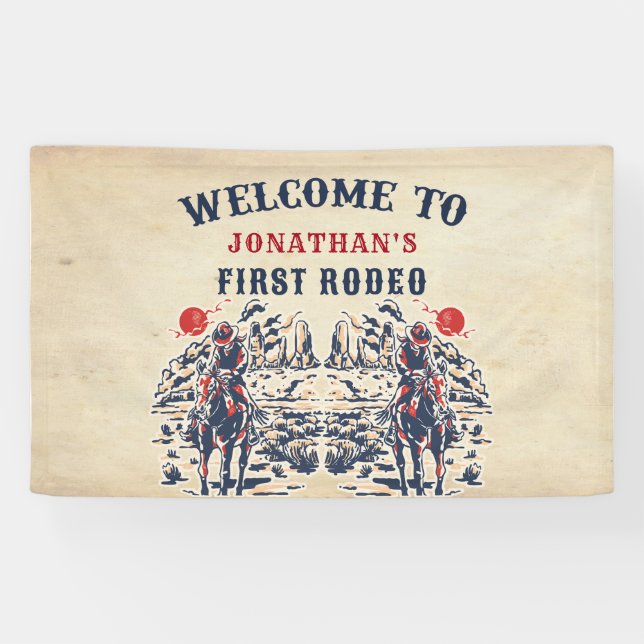 Lona El primer rodeo del primer cumpleaños del desierto (Horizontal)