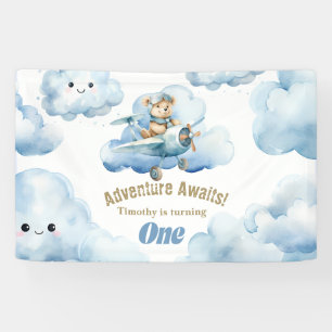 Lona El primer vuelo de cumpleaños de Teddy: un banner