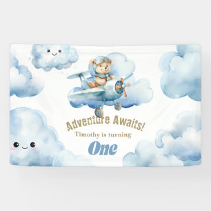 Lona El primer vuelo de cumpleaños de Teddy: un banner