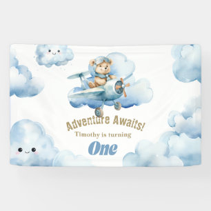 Lona El primer vuelo de cumpleaños de Teddy: un banner