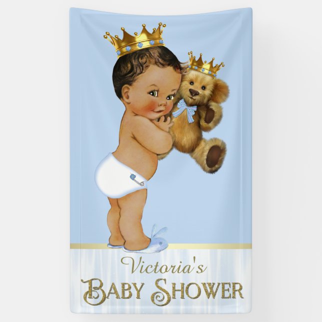 Lona El príncipe étnico Teddy Bear Baby Shower (Vertical)