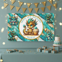 El tema del dragón Personalizado Feliz Cumpleaños
