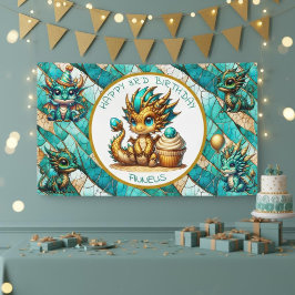 Lona El tema del dragón Personalizado Feliz Cumpleaños