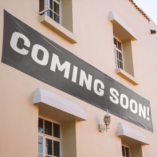 Lona El texto publicitario gris y blanco se acerca pron (Subido por el creador)