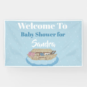 Lona Elefante Arca de Noé, un niño de Baby Shower azul