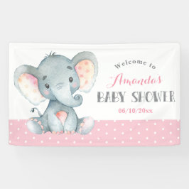 Lona Elefante chica Baby Shower rosa y gris
