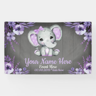 Lona Elefante Chica Purple Bow Fondo Floral