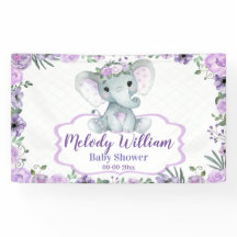 Elefante floral Rótulo púrpura ducha de fondo rúst