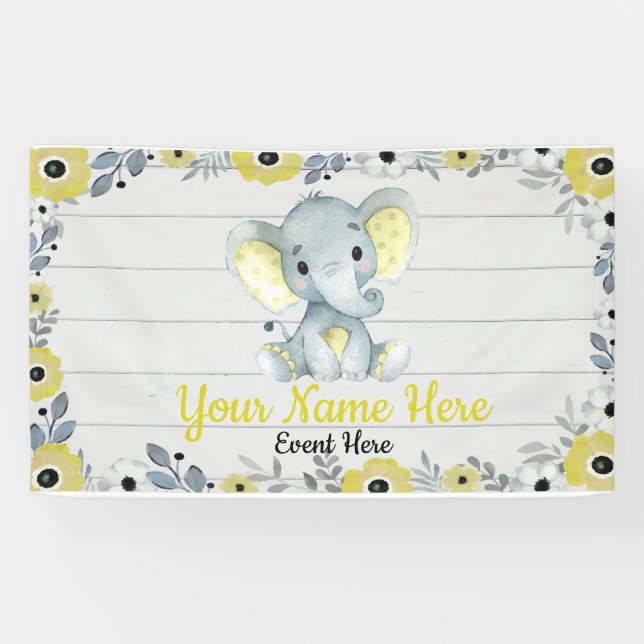 Lona Elefante fondo Flores rusticas amarillo (Horizontal)