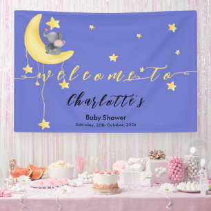 Lona Elefante lindo con Baby Shower de mariposa pequeña