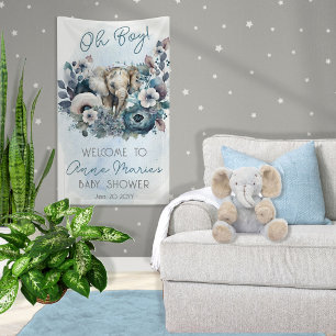 Lona Elefante Oh Boy Blue Floral Baby Shower