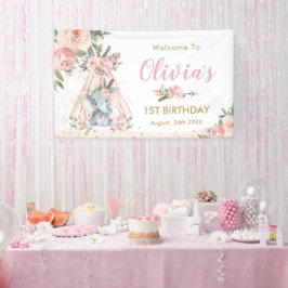 Lona Elefante tribal Pink Floral Nacimiento Bebé fondo