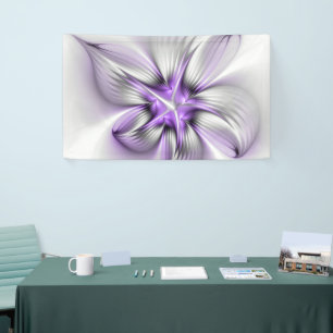 Lona Elegancia floral moderna arte abstracto violeta fr