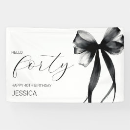 Lona Elegant Black Bow Hello Forty 40th Birthday Party