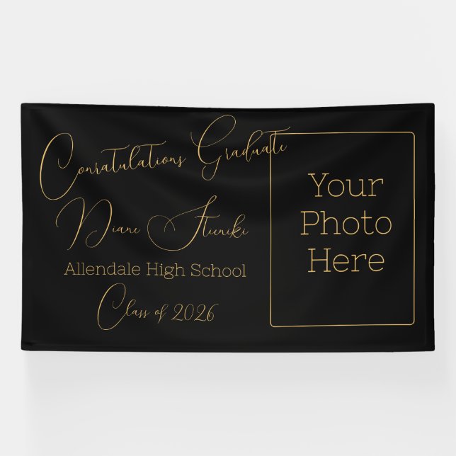 Lona Elegant Black & Gold Graduation (Horizontal)