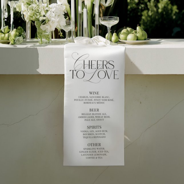 Lona Elegant Black & White Wedding Bar Menu Banner (Elegant Black & White Wedding Bar Menu Banner)