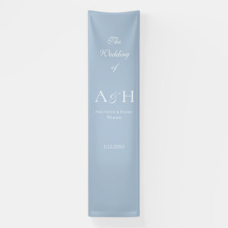 Lona Elegant Blue Fabric Wedding Welcome Banner