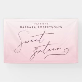 Lona Elegant Blush Pink Ombre Script Sweet Sixteen