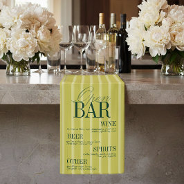 Lona Elegant Chartreuse Stripe Open Bar Menu Wedding