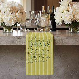 Lona Elegant Chartreuse Stripe Signature Drinks Wedding
