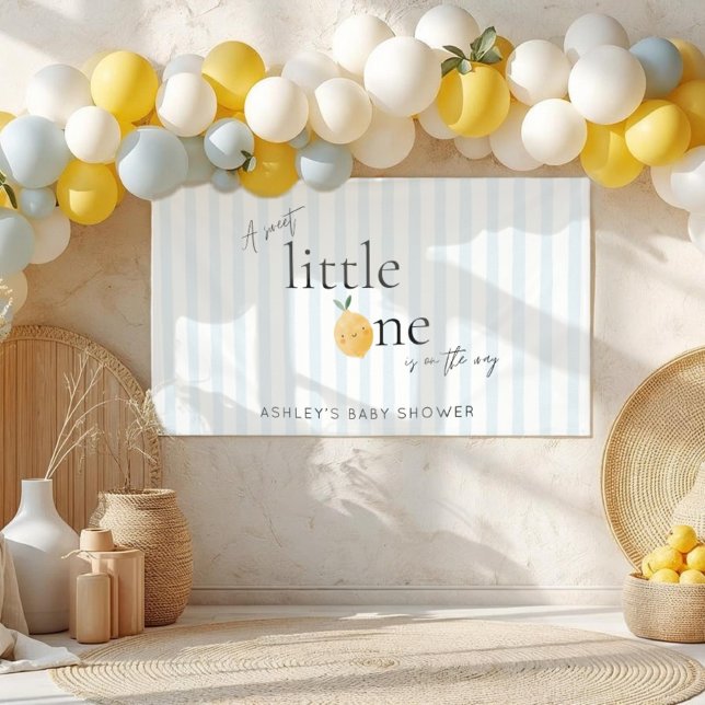 Lona Elegant Cute Lemon Citrus Baby Shower Banner (Subido por el creador)