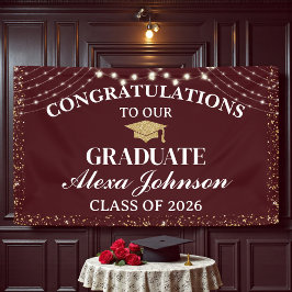 Lona Elegant Deep Burgundy Class Of 2026 Graduation