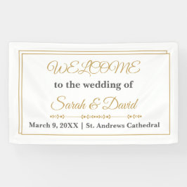 Lona Elegant Double Gold Border Wedding Welcome Banner
