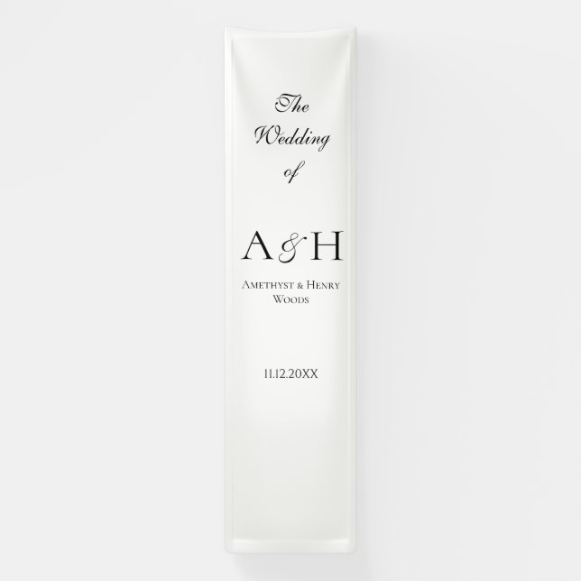 Lona Elegant Fabric Wedding Welcome Banner - Cream Tone (Vertical)