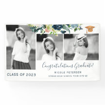 Elegant floral graduation party photo collage