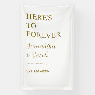 Lona Elegant Gold “Here’s to Forever” Wedding Welcome